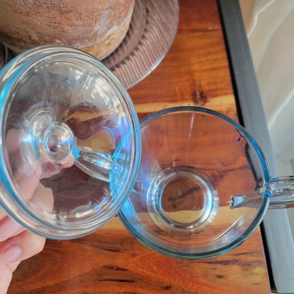 Rare Vintage Fosforia Blue Depression Glass Sugar Bowl with Lid "AS IS" - Picture 2 of 11